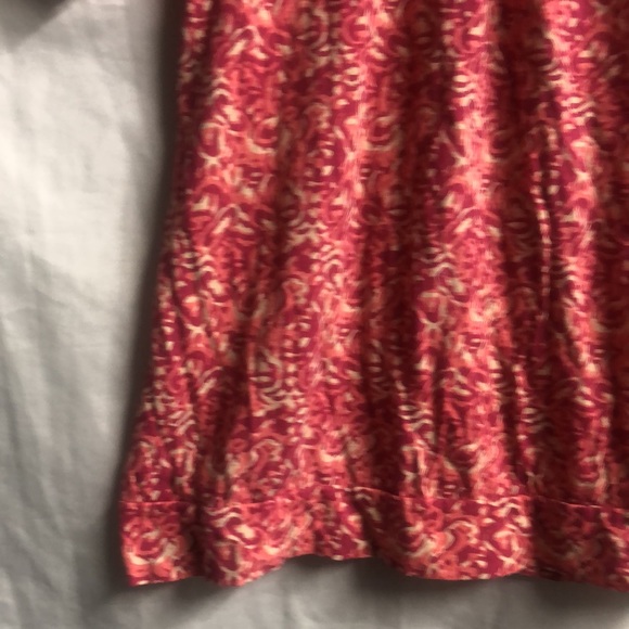 Basic pink white xl relaxed fit tee elastic sleeves squared neckline euc - Picture 5 of 11